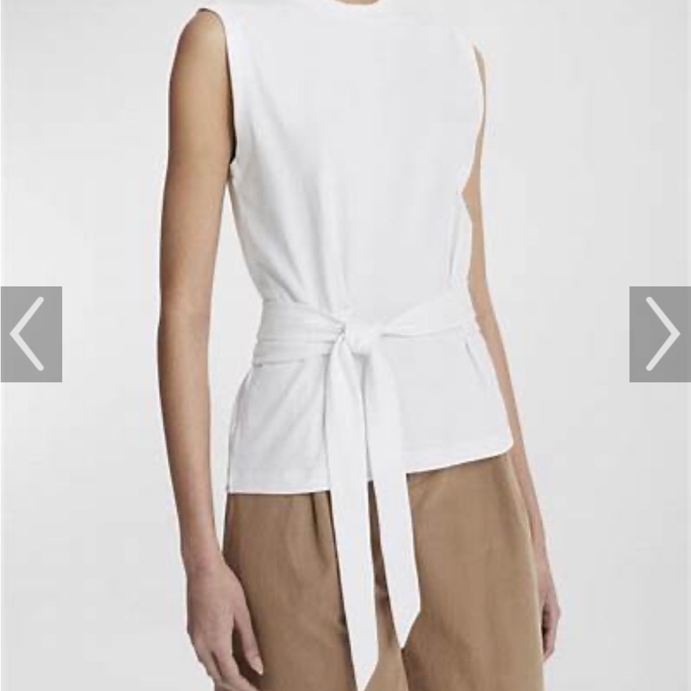 NWT Vince Sleeveless White Tie-Waist Top